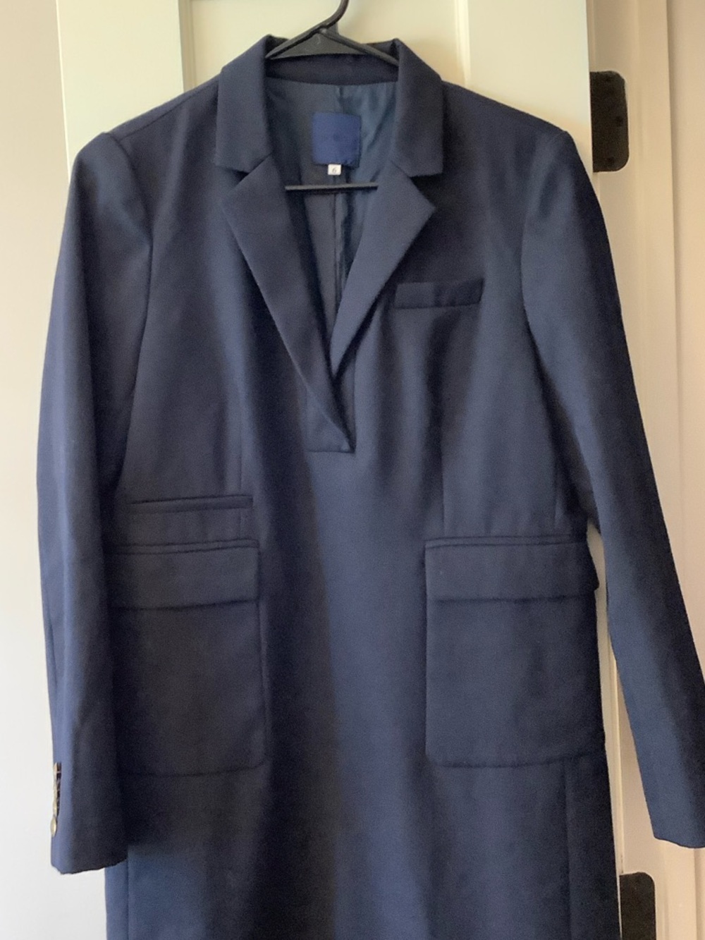 J. Crew Navy Single-Breasted Long Coat Dress - Picture 2 of 9